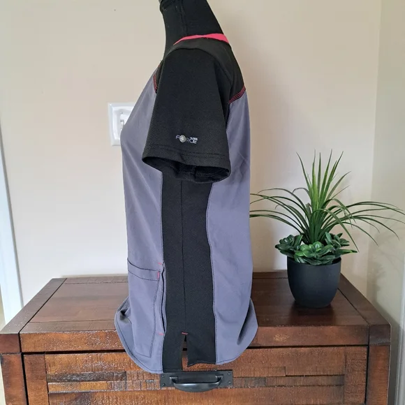 Carhartt Force Scrubs Top Women's Small V-neck Black Grey Pink Short Sleeve - Picture 2 of 13